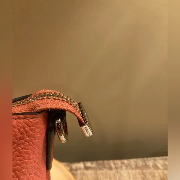 COACH Mini Emma Crossbody Satchel Pebble Leather F31466 Coral & Matching Wallet - Picture 4 of 14